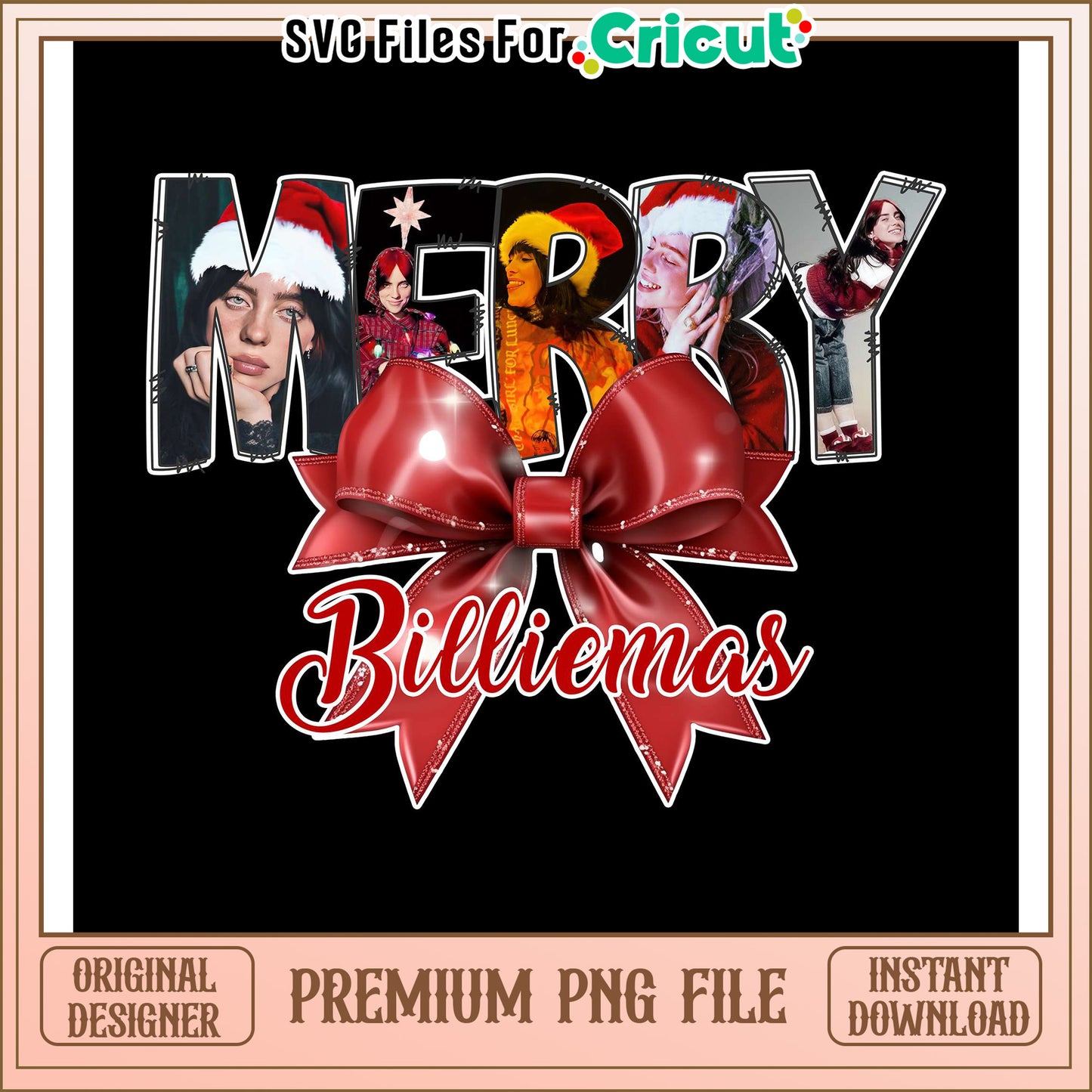 Merry Billiemas PNG File for Cricut, Instant Download for Crafting