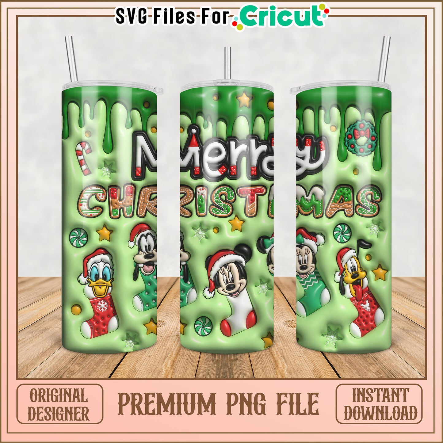 Merry Christmas Disney Tumbler PNG