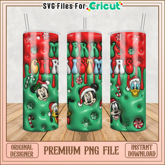Merry Christmas Disney Tumbler PNG for Cricut Crafting Fun