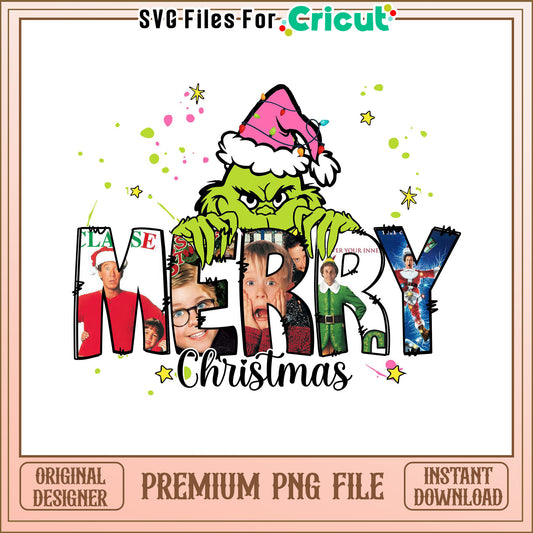 Merry Christmas Grinch Design, Perfect for Holiday Crafts and Decor