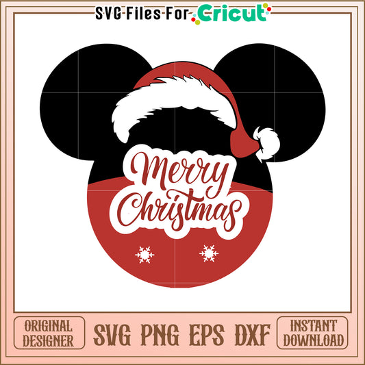 Merry Christmas Mickey Mouse SVG Design for Holiday Crafts Download