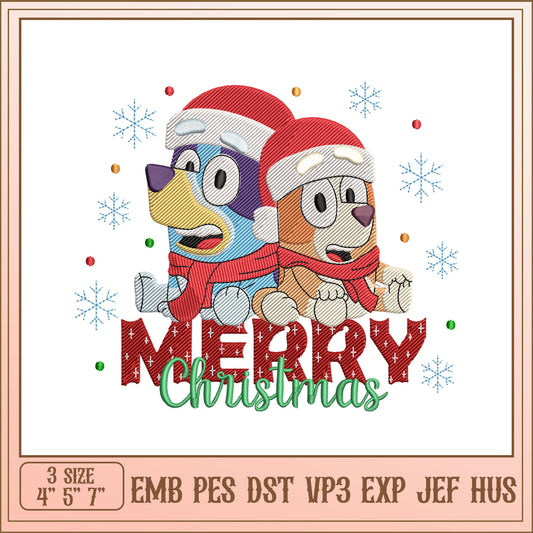 Merry Christmas Puppies Embroidery Design