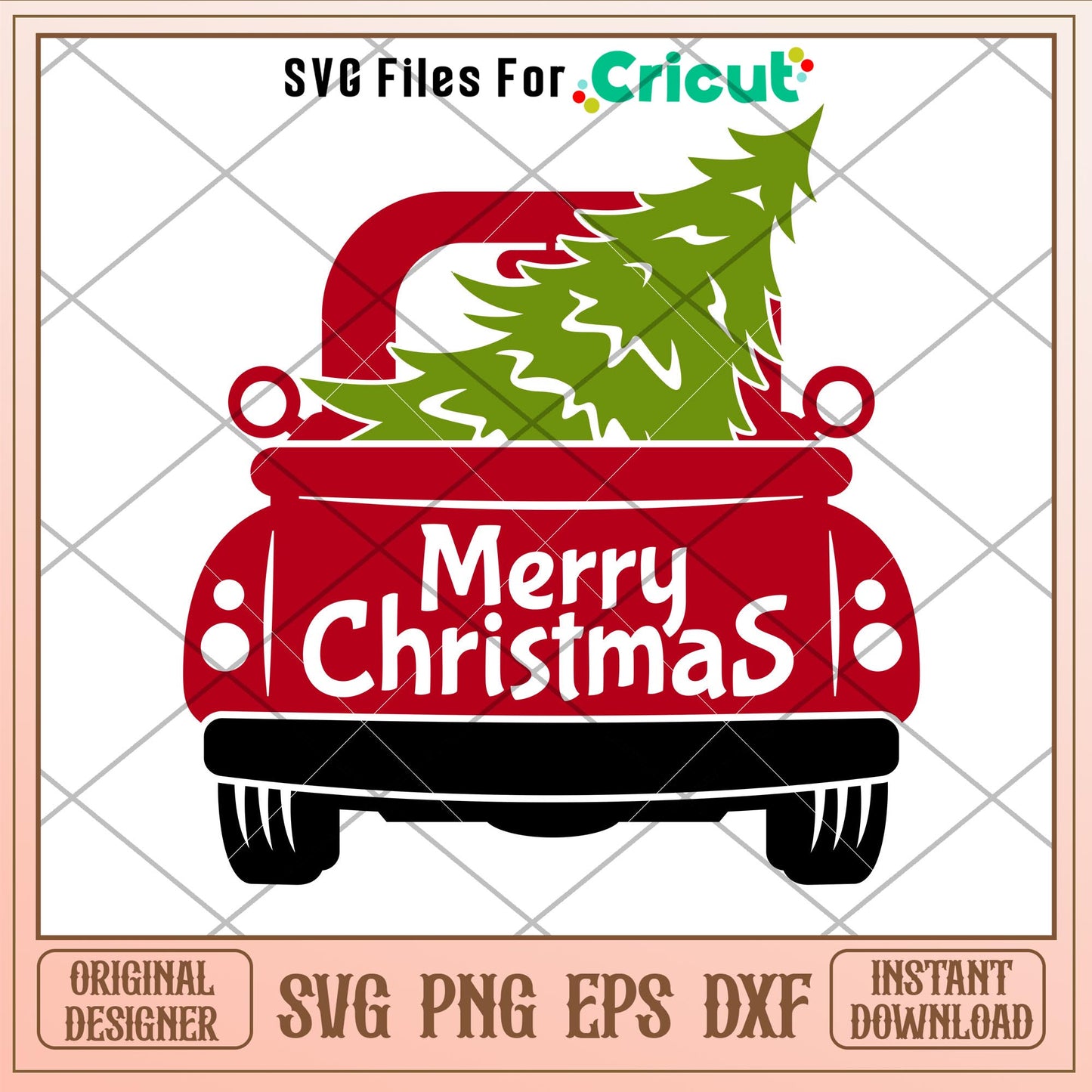 Merry Christmas Red Truck Back, Merry Christmas Red Truck Back Svg