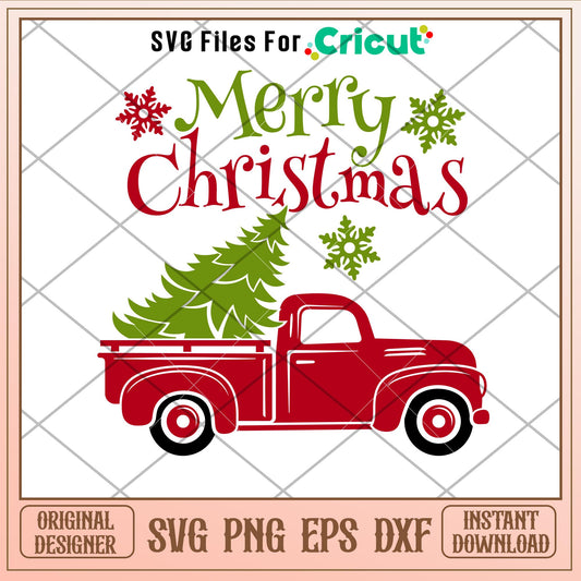 Merry Christmas Red Truck, Merry Christmas Red Truck Back Svg