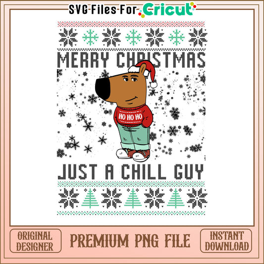 Merry Christmas chill guy design for crafting, premium PNG download