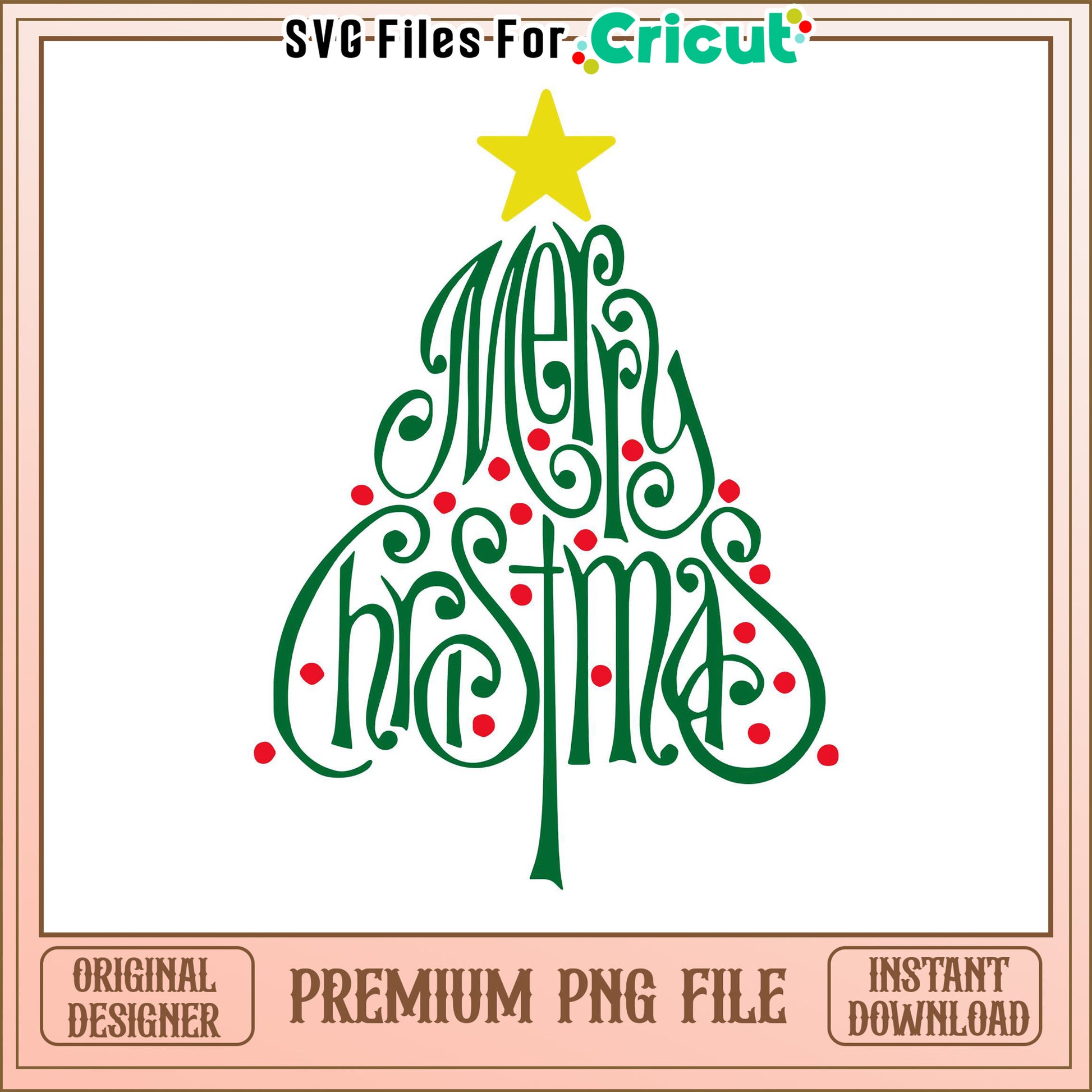 Merry Christmas tree design for Cricut, premium PNG download file