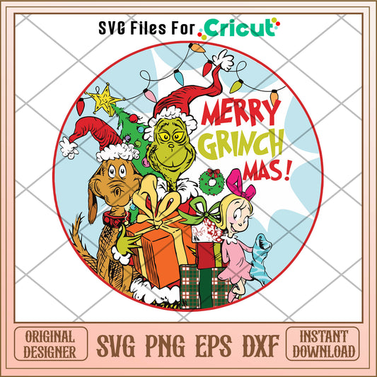 Merry Grinchmas Characters SVG, grinch and cindy lou​ svg