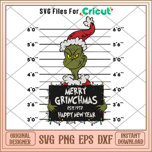 Merry Grinchmas Est 1957 Happy New Year SVG, the grinch cartoon​ svg