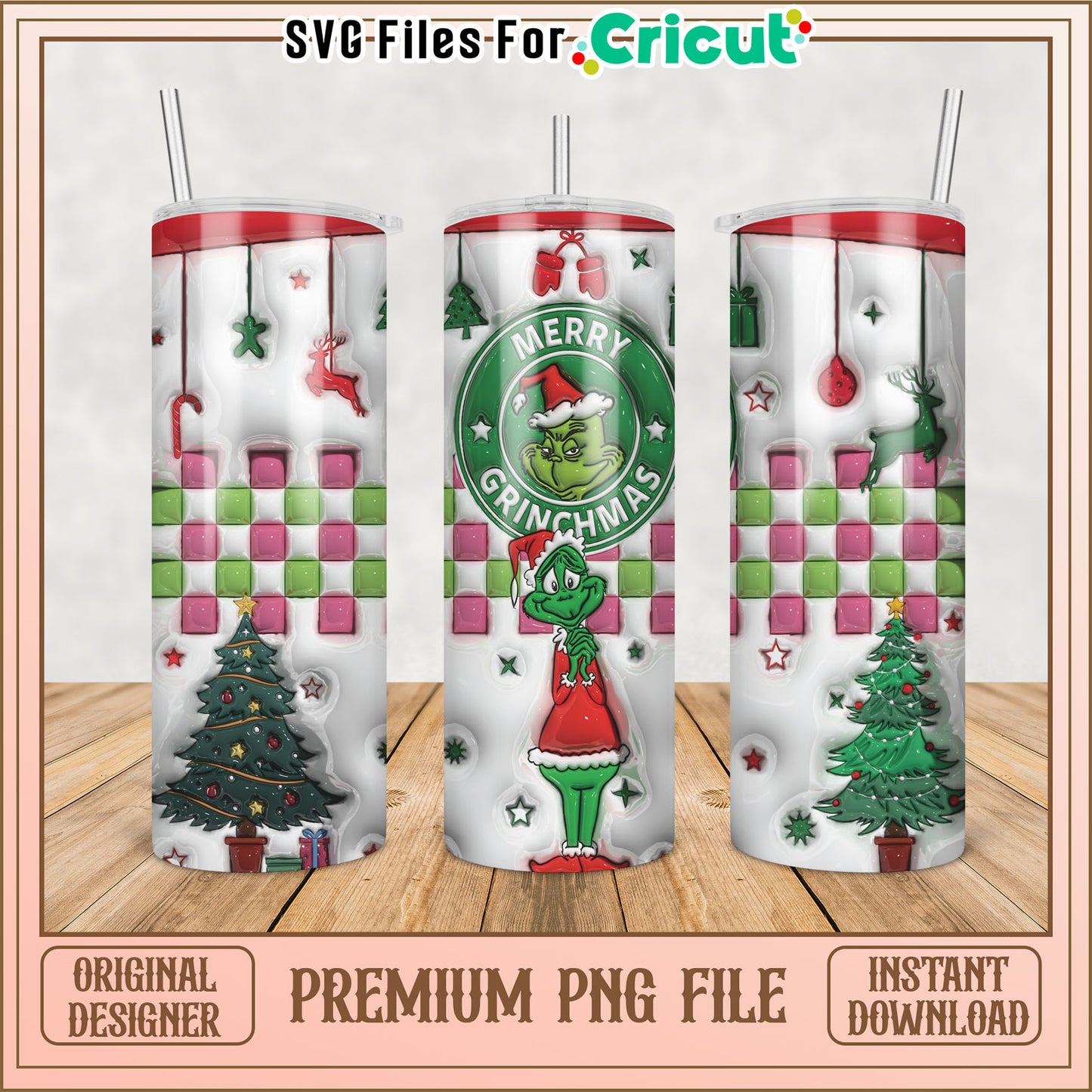 Merry Grinchmas Tumbler PNG Design for Creative Cricut Projects