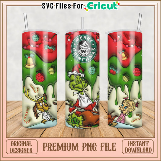 Merry Grinchmas Tumbler PNG File for Cricut Design Projects