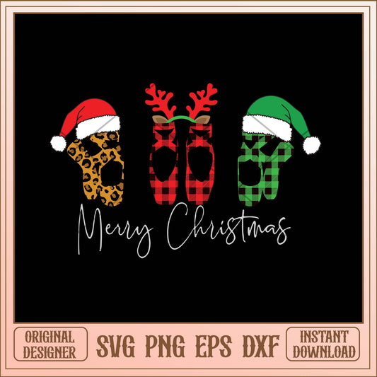 Merry Christmas Ballet shoes svg, Christmas Ballet shoes couple svg bundle