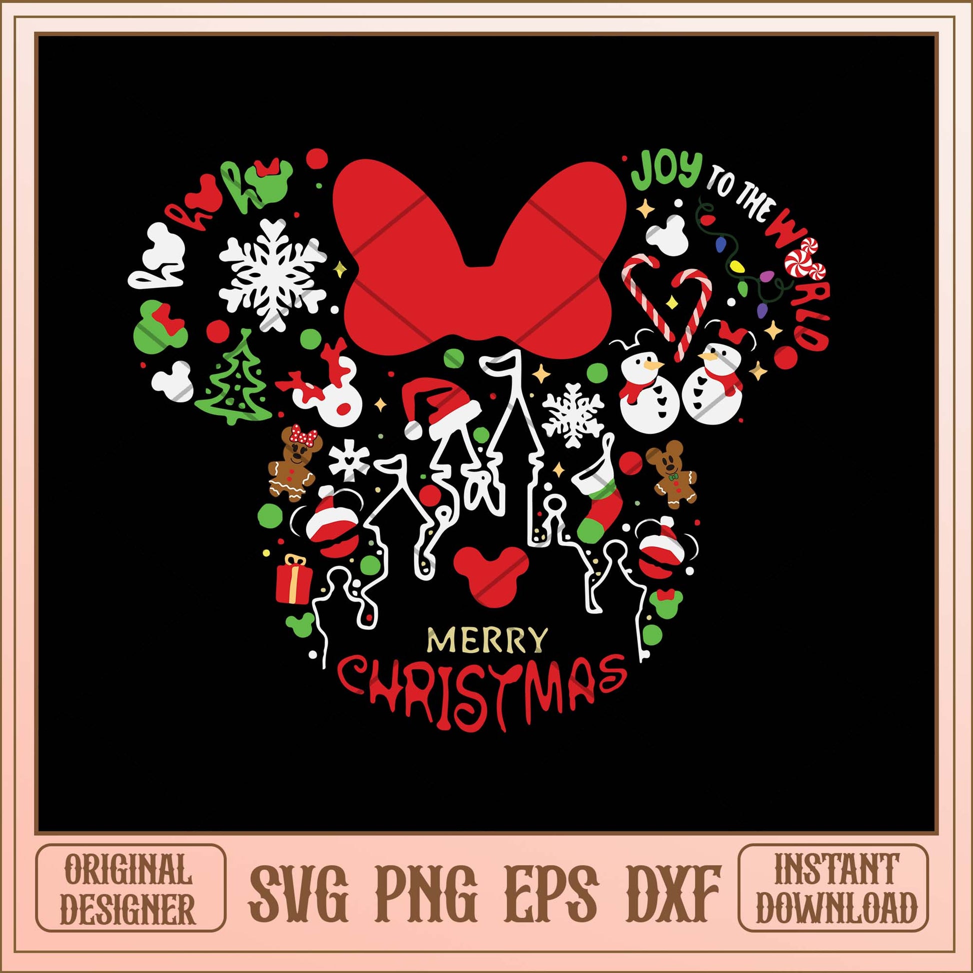 Merry Christmas Disney Minnie mouse svg, Minnie mouse head Christmas svg