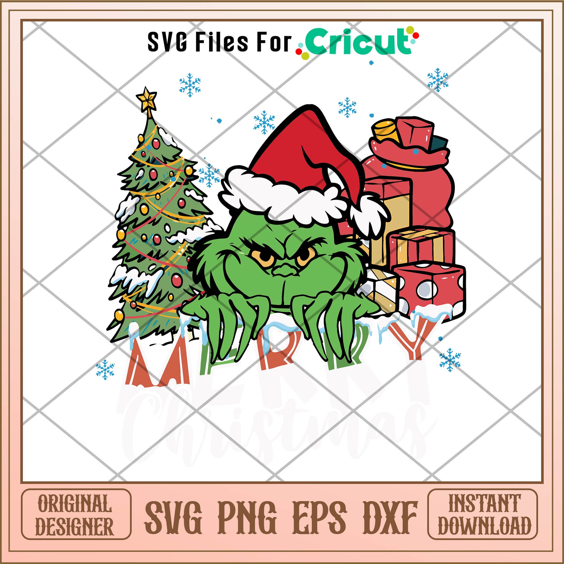 Merry Christmas Grinchy Santa Hat SVG, christmas tree svg