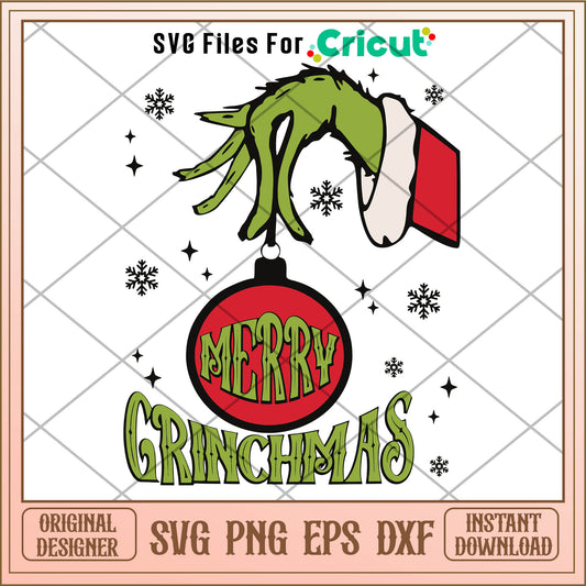 Merry Christmas Ornaments Grinch Hand SVG, grinch hand svg