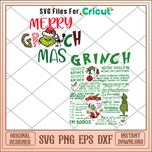 Merry Grinchmas Funny Christmas Grinch SVG, to do list svg