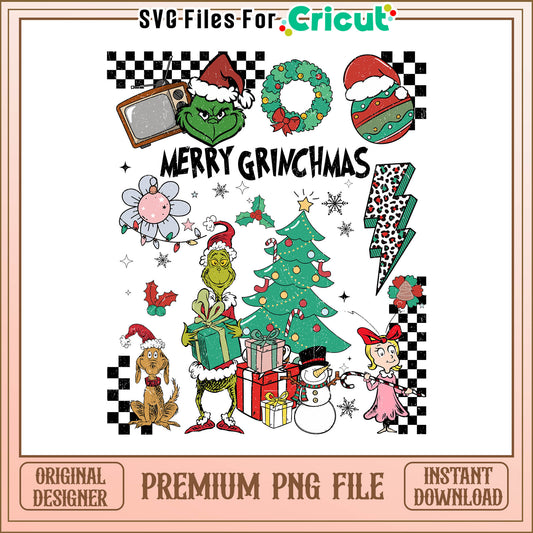 Merry Grinchmas decor png, grinch and dog decor christmas png