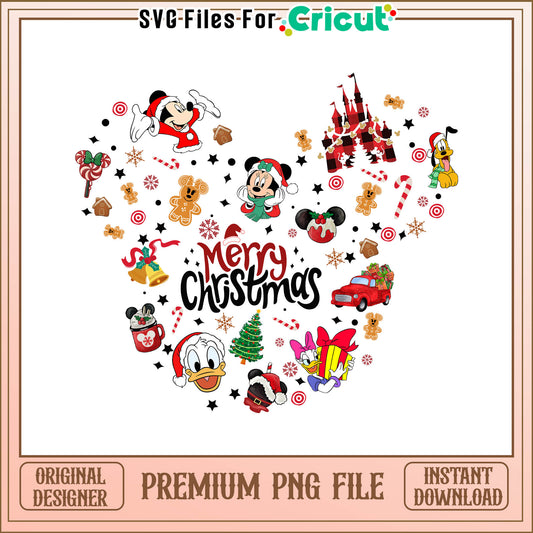 Merry christmas mickey head png, donald duck face png, disney Christmas png