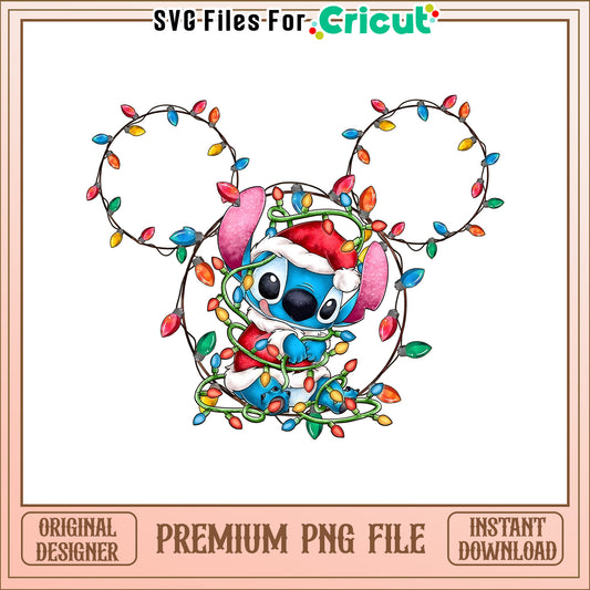 Merry christmas stitch mini png, disney stitch christmas png