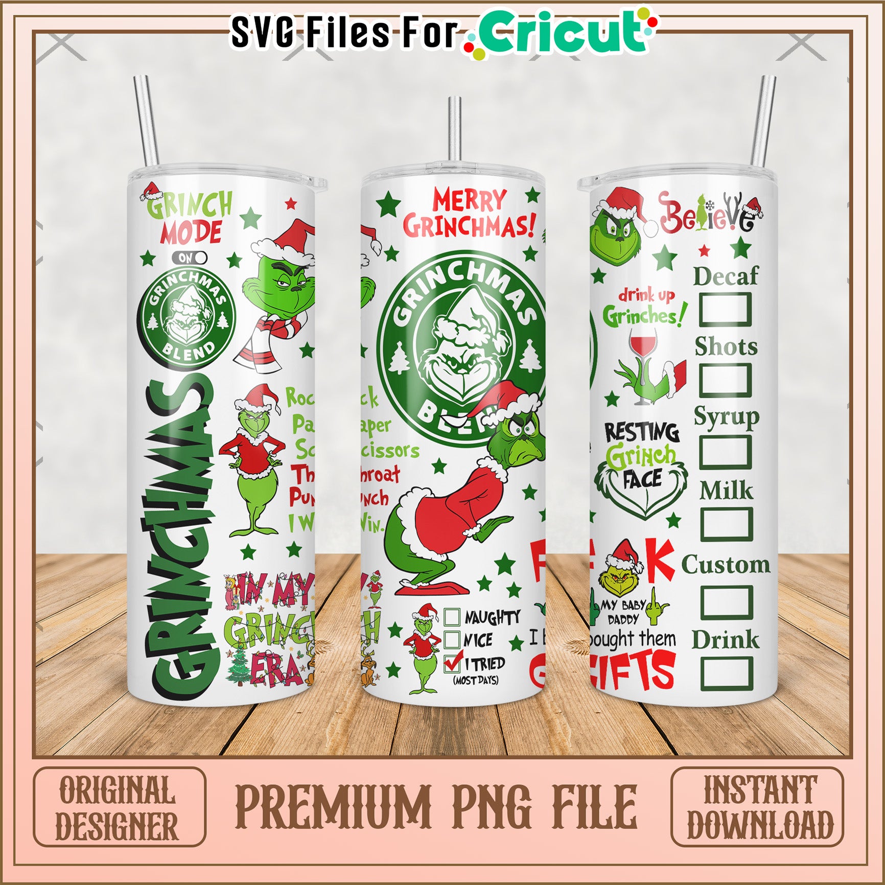 Merry grinch christmas tumbler png, the grinch movie​​ png, grinch tumbler​ png