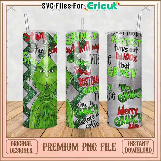 Merry grinchmas design tumbler png, grinch christmas png, grinch pajamas​ png