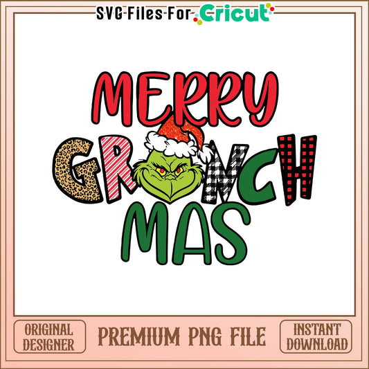 Merry grinch mas png, christmas grinch​ png, grinch face christmas typography png