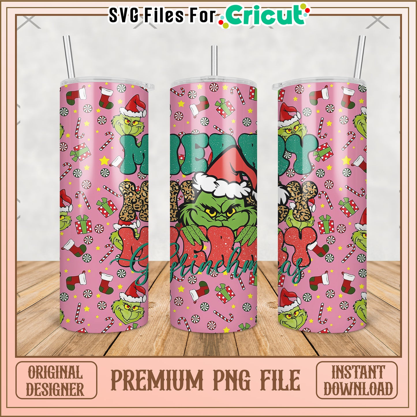 Merry grinchmas tumbler png, grinch christmas​​ png, christmas tree​​ png
