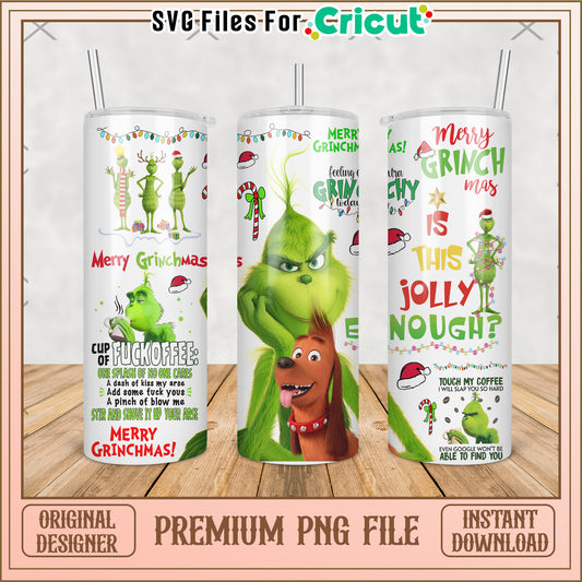 Merry grinch tumbler png, the grinch movie​​ png, grinch tumbler​ png