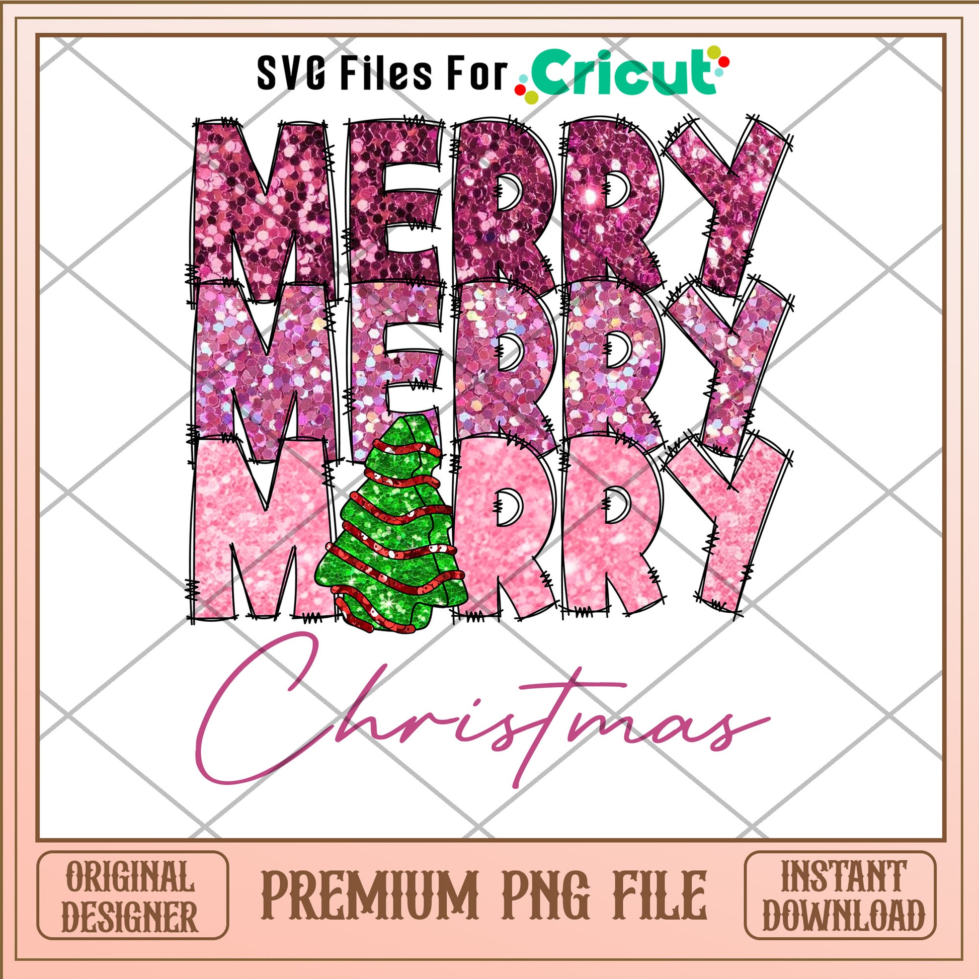 Merry pink christmas png, christmas tree png, christmas day png
