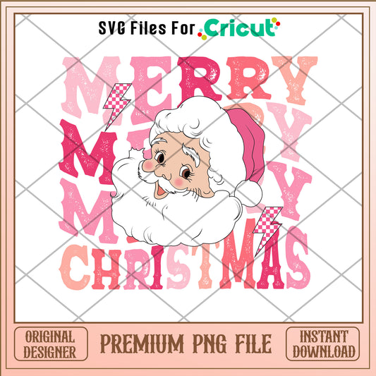 Merry pink christmas png, santa claus png, christmas png