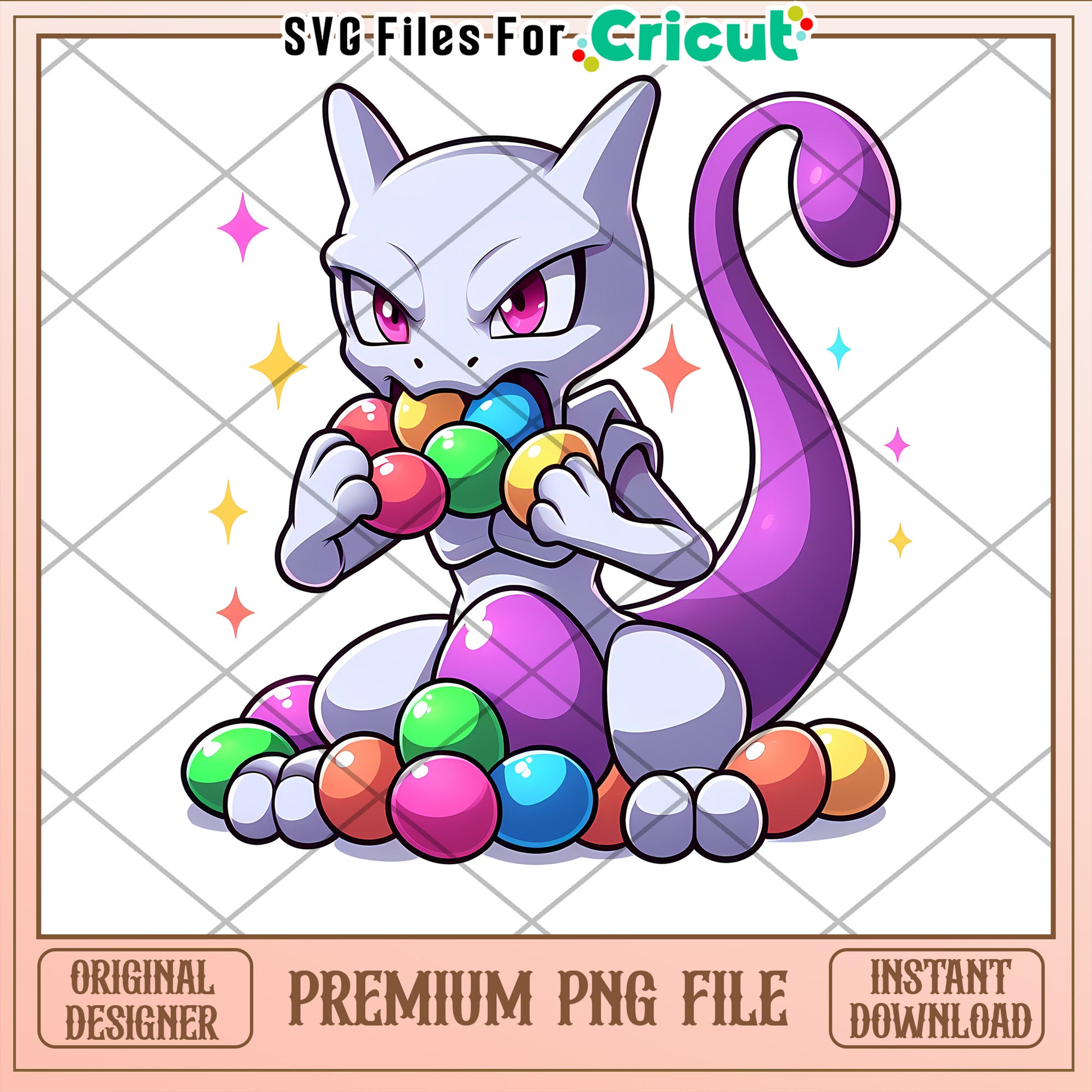 Mewtwo PNG Candy Cute Cricut Design