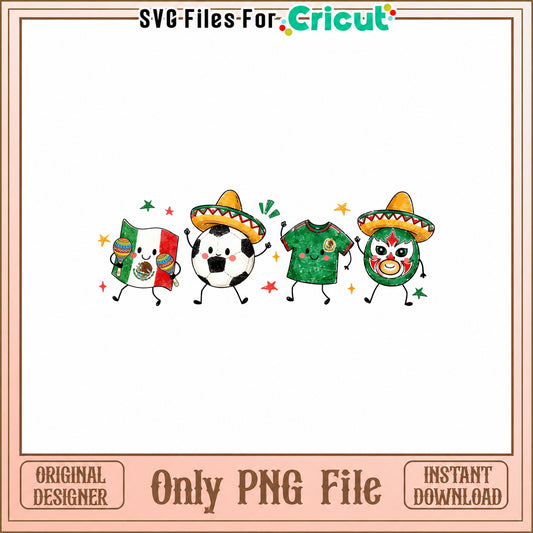 Mexican Soccer Bundle PNG, Fiesta Football Clipart, Cinco De Mayo PNG