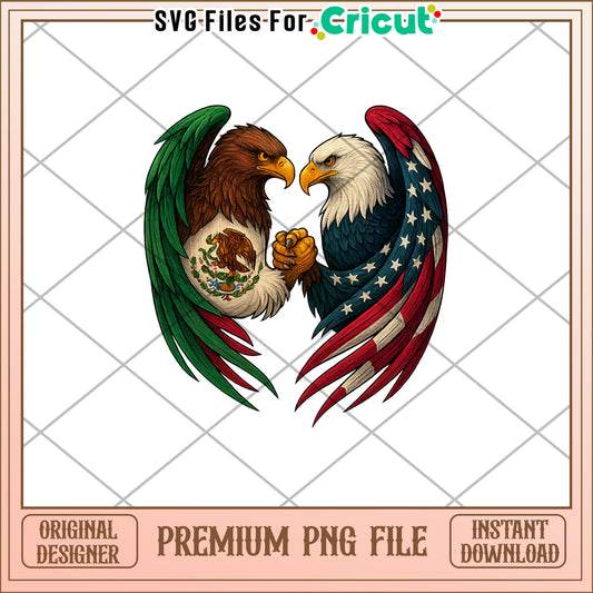 Mexican and american eagles friendship png, mexican standings png, mexican flag​ png