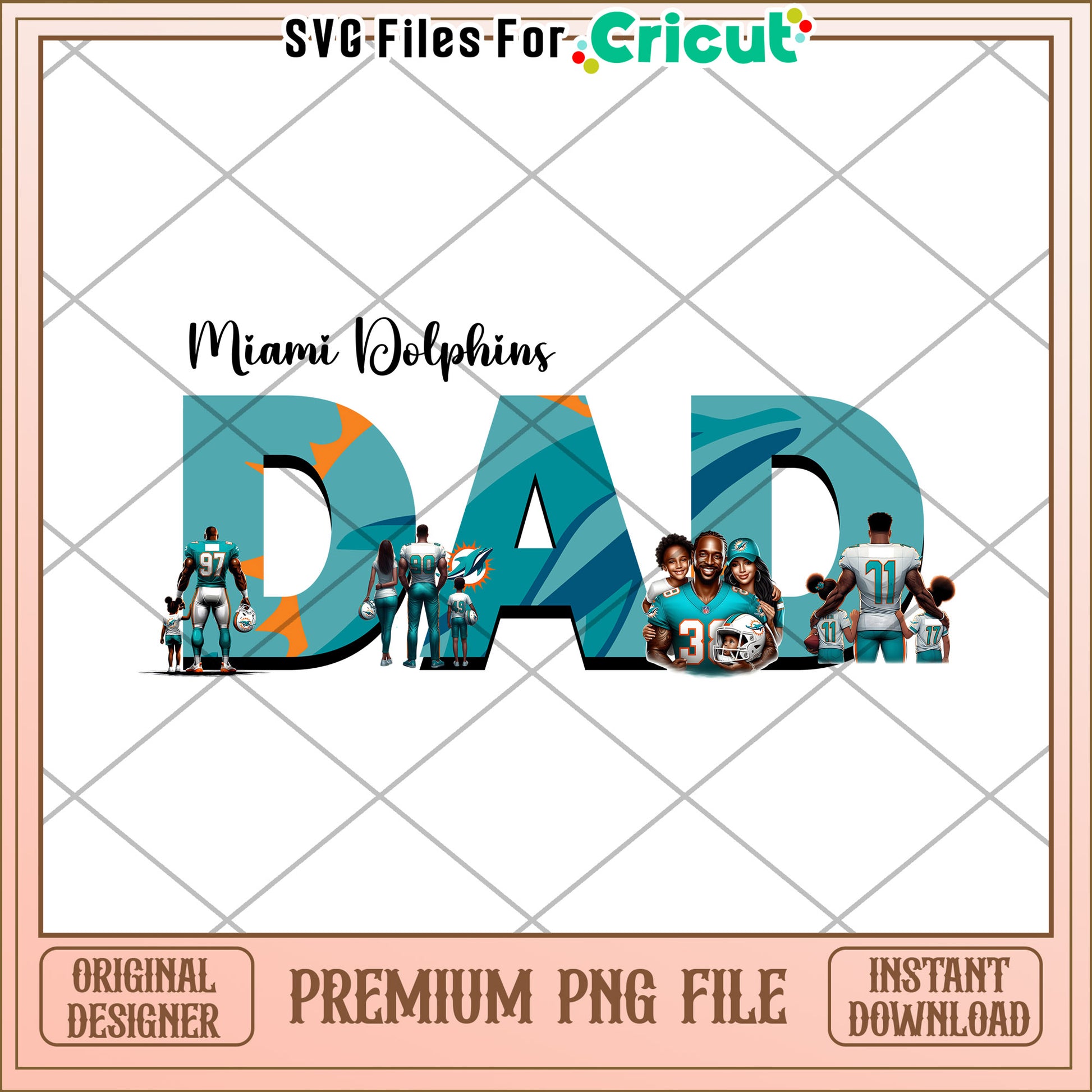 Miami Dolphins Dad PNG Design, Perfect Gift for Fathers Day