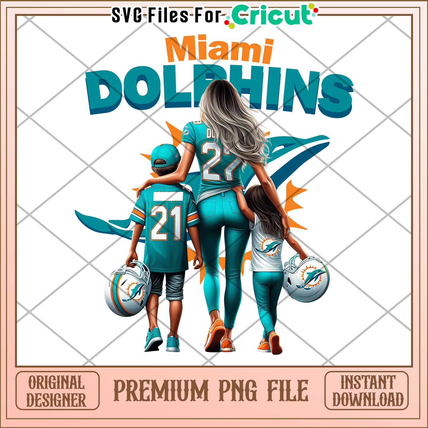 Miami Dolphins Family Design, Premium PNG File for Cricut