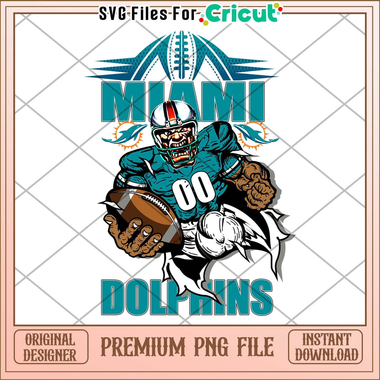Miami Dolphins Football Design, premium PNG file for crafting