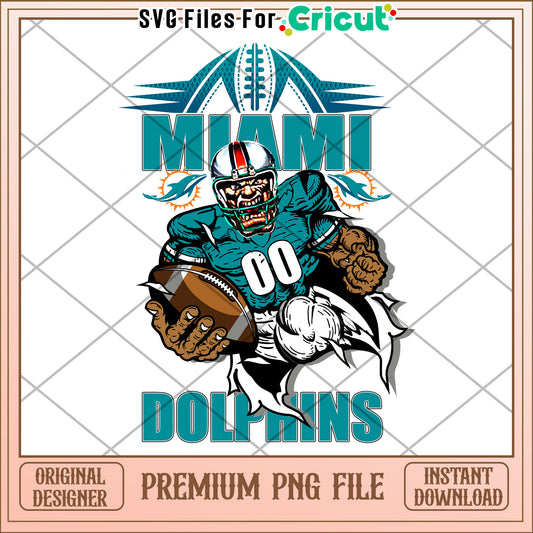 Miami Dolphins Football Design, premium PNG file for crafting