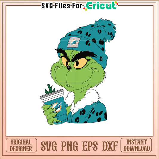 Miami Dolphins Grinch SVG Cheerful Holiday Design