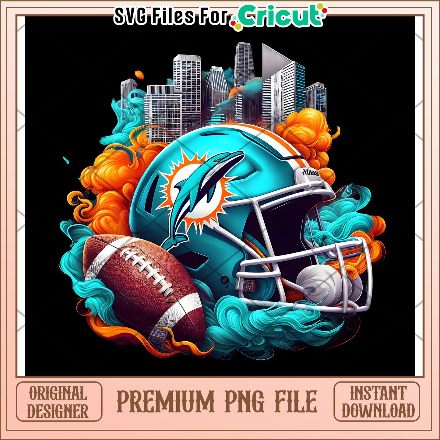 Miami Dolphins Helmet Design, perfect for Cricut projects today