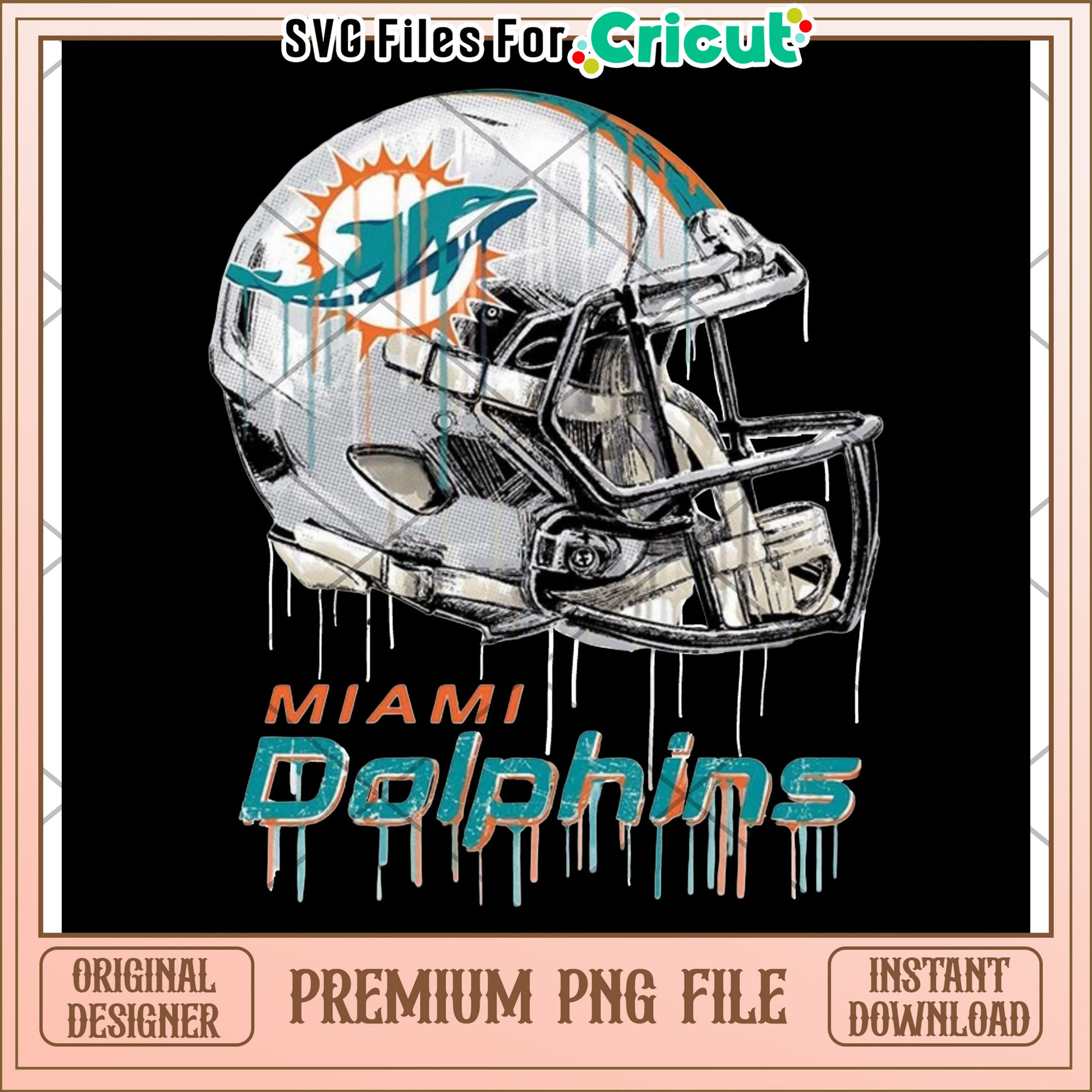 Miami Dolphins Helmet PNG File, High Quality Instant Download Design