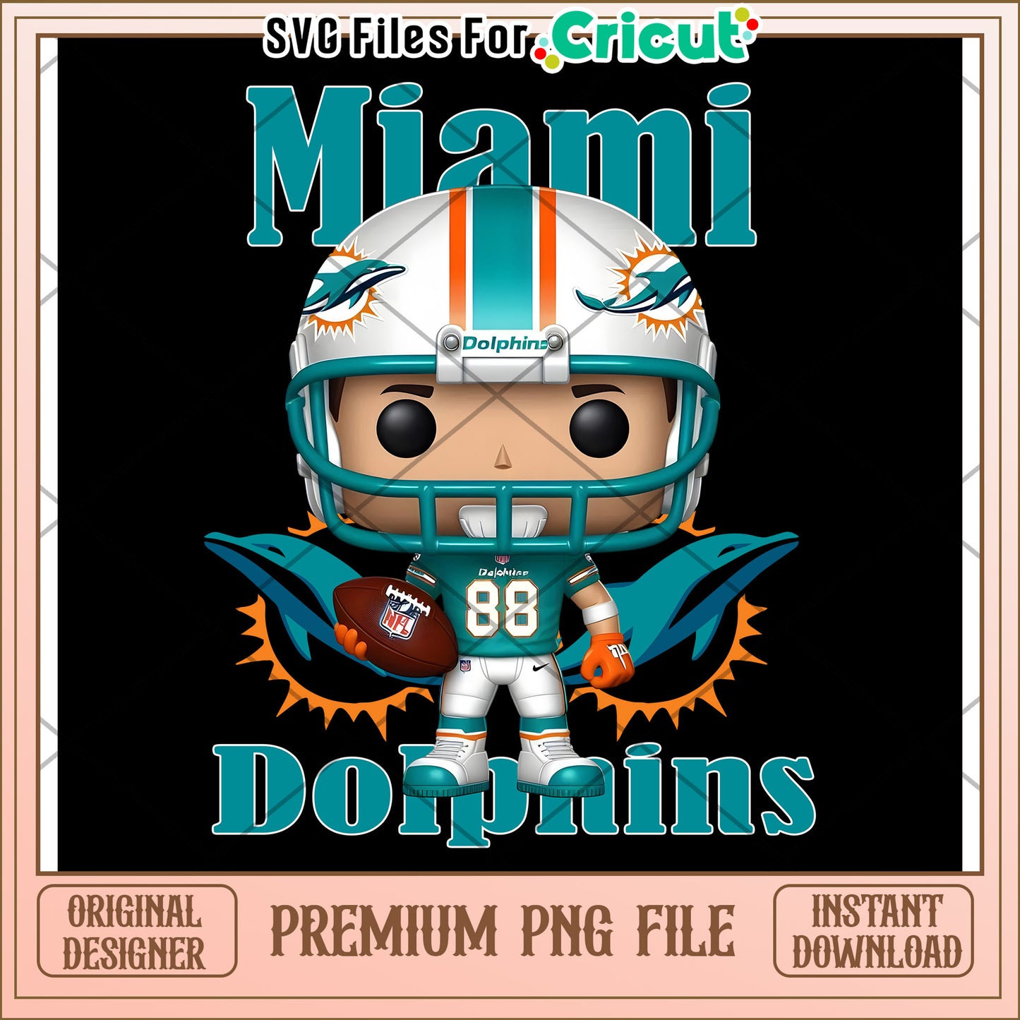 Miami Dolphins PNG Design for Cricut, Instant Download File