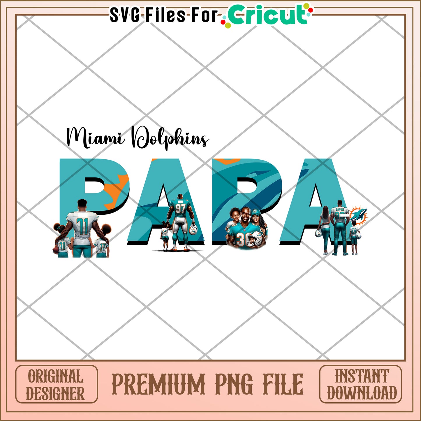 Miami Dolphins Papa PNG Design for Cricut, Perfect for Gifts and Decor