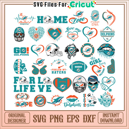 Miami Dolphins SVG Bundle 25+ Designs