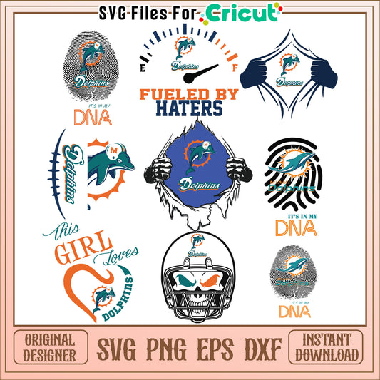 Miami Dolphins SVG Bundle 8 Designs