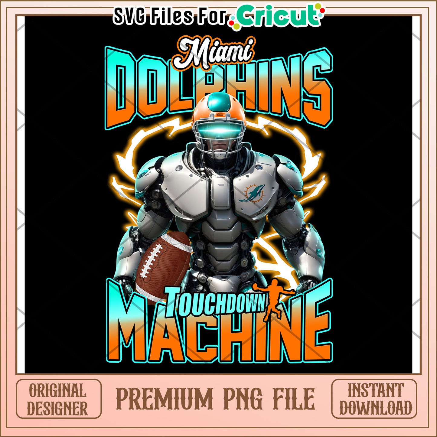 Miami Dolphins Touchdown Machine PNG File, Instant Download SVG File