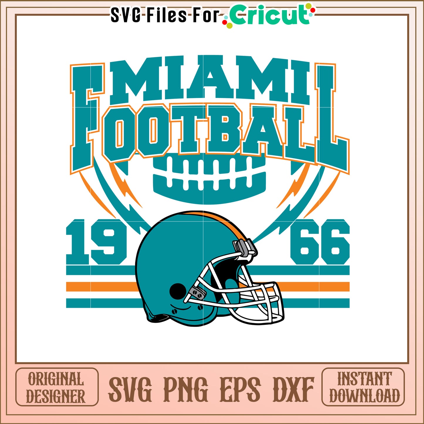 Miami Football SVG Design Vintage Sports Art 1966