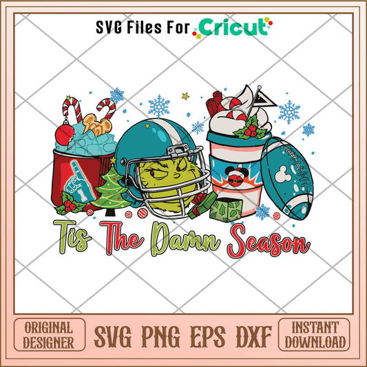 Miami Grinch Tis The Damn Season SVG, christmas holiday drinks​ svg