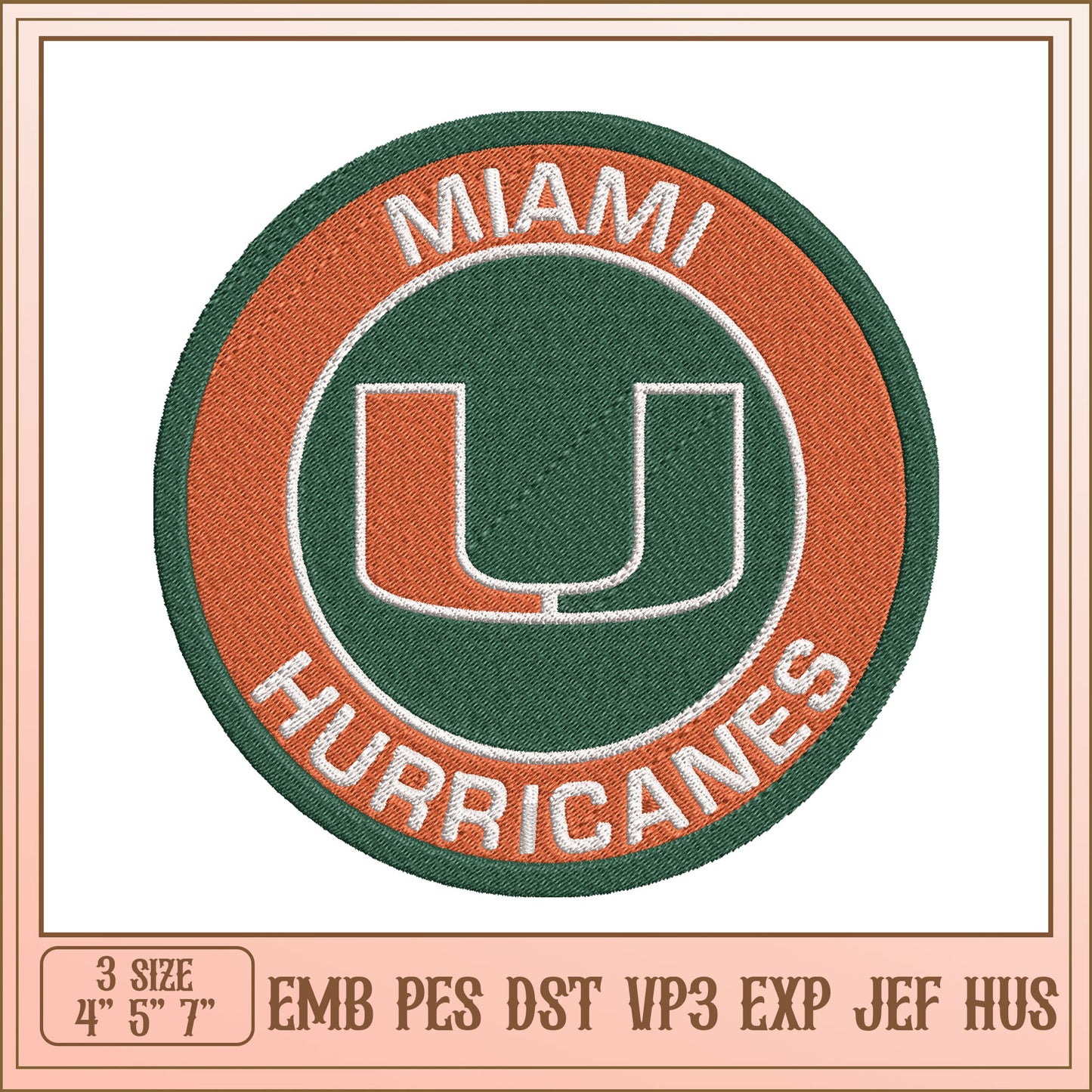 Miami Hurricanes Embroidery Design