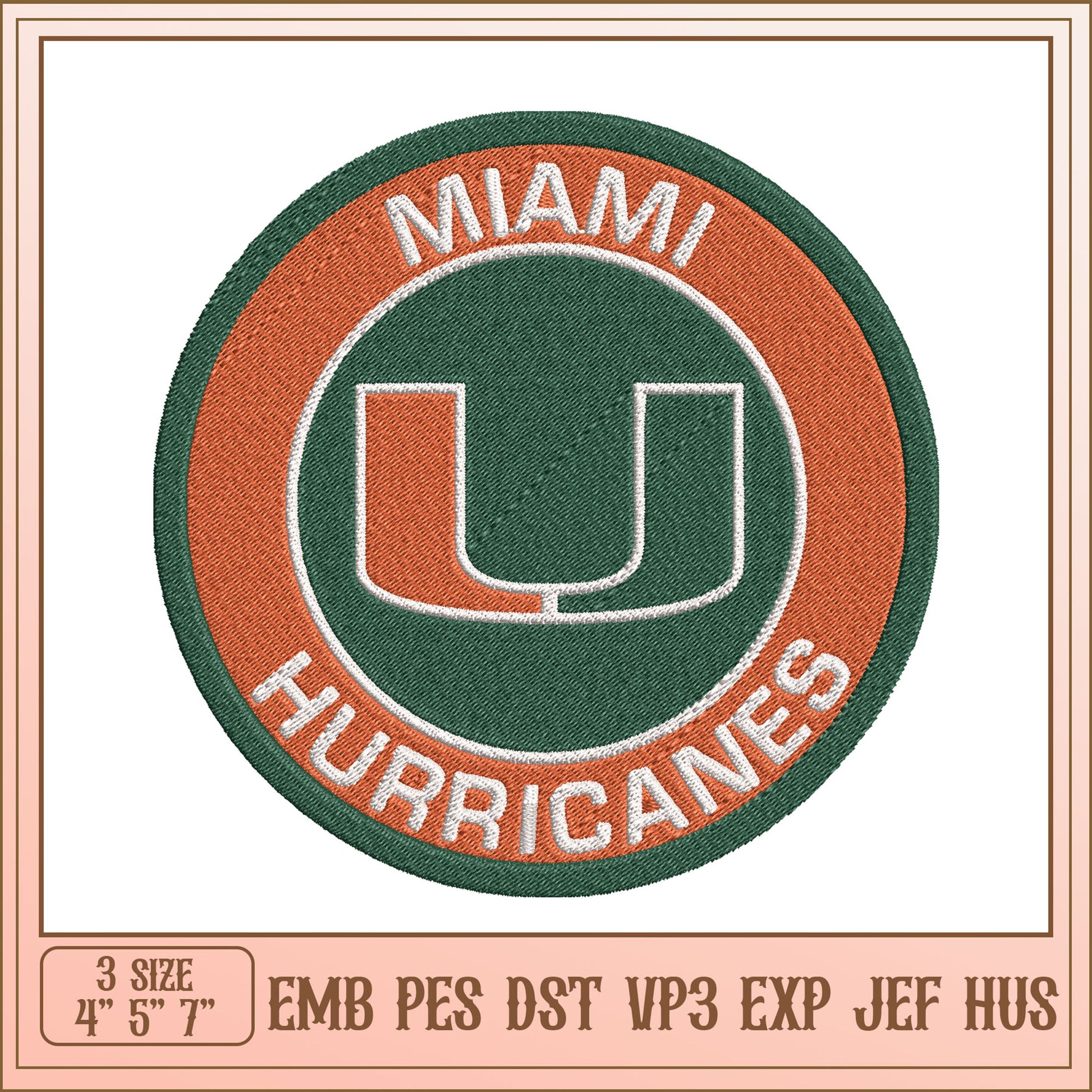 Miami Hurricanes Embroidery Design