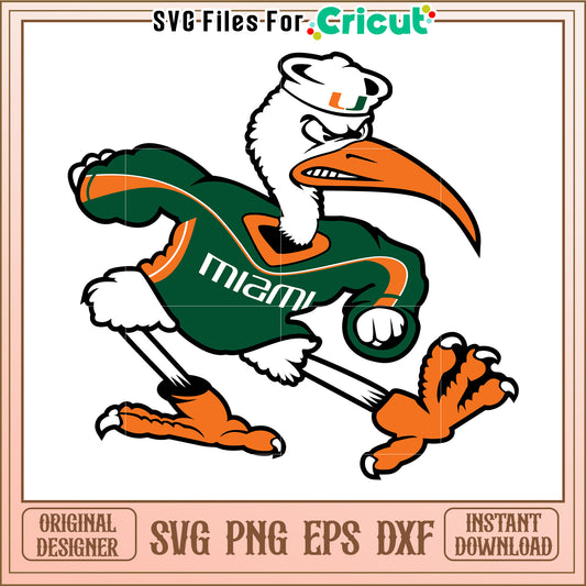 Miami Hurricanes Mascot SVG Design for Cricut, Instant Download Files Included