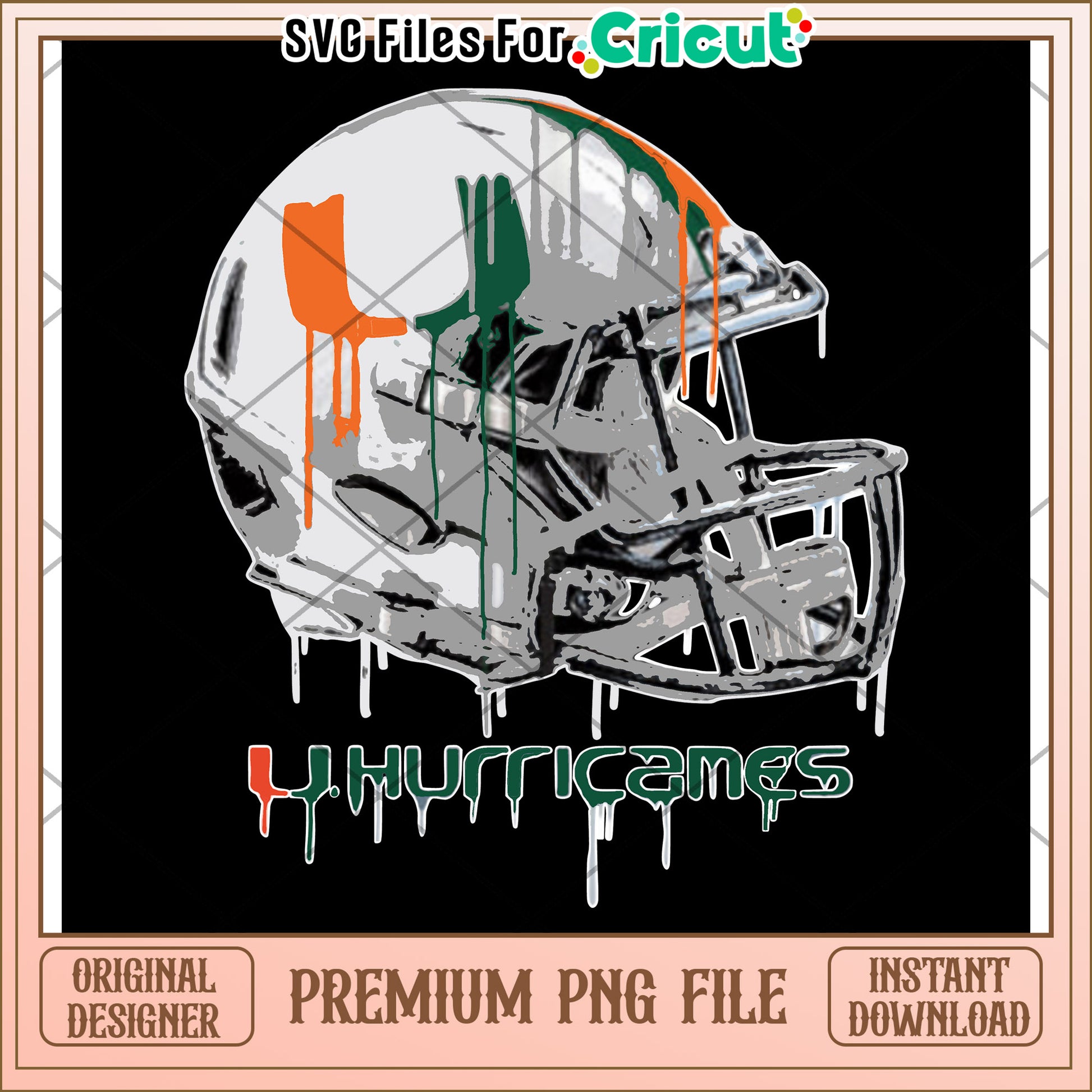 Miami Hurricanes football helmet design, available as a PNG file